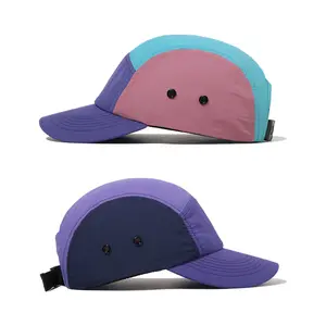 Customized Logo Camp Cap 5 Panel Curved Brim Blank Camp Cap Plain Cap Colorful Caps Water Proof Caps