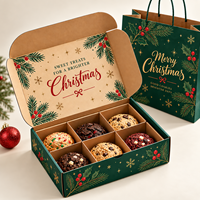 Boîte d'expédition de Noël personnalisée en carton ondulé pour emballage alimentaire, biscuits, donuts, pâtisseries, desserts, chocolats avec insert de séparation