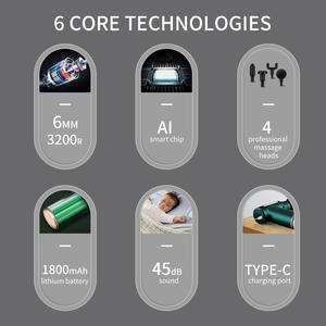 Mini pistola de masaje eléctrica de mano portátil con 4 cabezales, masajeador muscular de cuerpo profundo con vibración, potenciador deportivo - Product Image 5