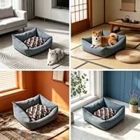 Lit pour animaux de compagnie moderne Waffle Cuddler, nid douillet pour chien et chat, avec support dorsal surélevé, housse amovible, en peluche, lavable en machine, pour intérieur, maison, bureau