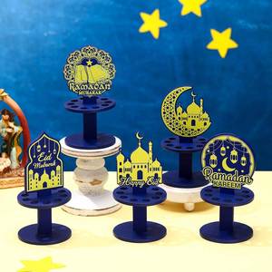 Table Decorations 5Pcs Wooden Moon Star With 10 Holes Ramadan Eid Mubarak Money Holder for Cash Gift - Product Image 2