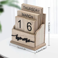 Calendrier perpétuel en bois vert vintage pour accessoires de bureau à domicile