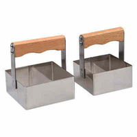 Coupe-carrés en nid d'abeille en acier inoxydable, outil de découpe avec manche en bois