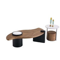Ensemble de table basse de salon haut de gamme en forme de feuille, en bois, design de luxe, pour la maison