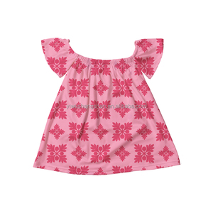 Abiti per Bambine a Tema Hawaiano all'Ingrosso, Lunghezza al Ginocchio, Spalle Scoperte con Fascia Elastica, Graziosi Vestiti per Bambine - Product Image 4