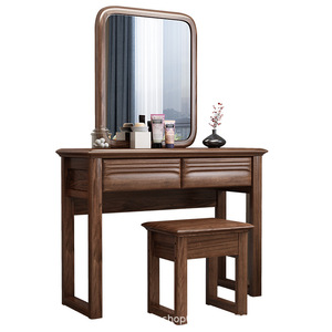 Chinese Style Dressing Table With <b>Mirror</b> Walnut Wood Storage Bedroom Makeup <b>Vanity</b> Solid Wood <b>Small</b> Apartment Furniture - Product Image 3
