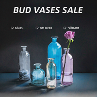Vases de bourgeon de décoration pour la maison Vases de bourgeon de verre colorés rustiques décoratifs de mariage Petits mini centres de table de fleurs Vases en cristal