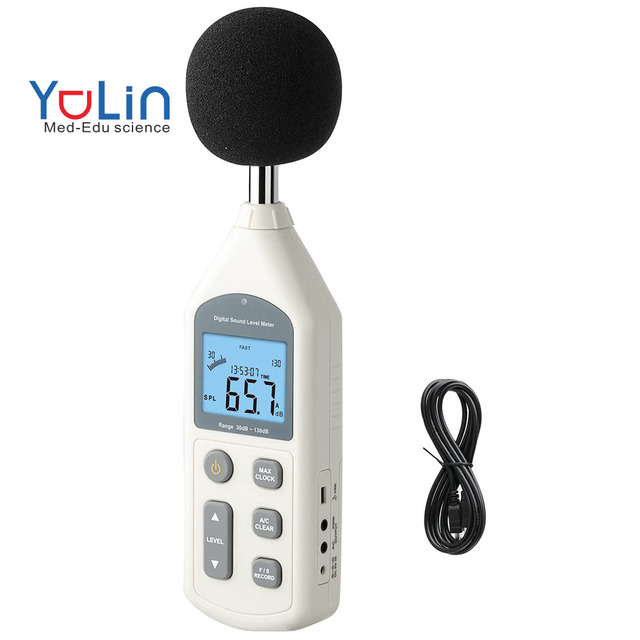 Decibel Meter Professional Sound Level Meter Backlight Display USB Available Meter 30 to 130dB Standard A/C Weighted Sound Meter