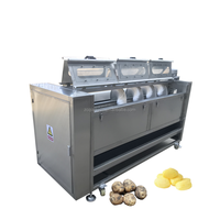 Nieuwe model commerciële automatische groentewas- en schilmachine, multifunctionele fruit- en groentereiniger/schilmachine