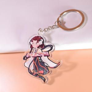 HanXin breloques en acrylique scintillant imprimées personnalisées et promotionnelles, figurine de dessin animé transparente imprimée en UV, porte-clés de dessin animé mignon