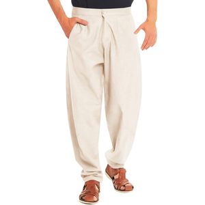 Pantalones bombachos informales para hombre 2025, pantalones holgados de algodón ligeros con cintura elástica, pantalones de playa para Yoga de verano con cremallera XL antiarrugas - Product Image 1
