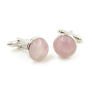 Boutons de manchette élégants en pierre d'agate rose personnalisés, accessoire de mode, chemise de costume pour homme, smoking de mariage, coffret cadeau de bijoux à la mode - Product Image 6