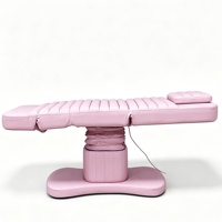 Cama de Masaje Eléctrica Rosa con Calefacción, 4 Motores, Ajustable, con Separación de Piernas, Silla para Tratamientos Faciales, Control Remoto, Cama de Spa