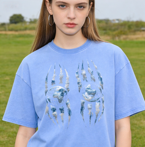 เสื้อยืดฮิปฮอปวินเทจสไตล์สโตนวอช ย้อมสีแบบแอซิดวอช ผ้าฝ้าย 100% ปักลายถักแบบลำลองสำหรับผู้ชาย สั่งทำได้ - Product Image 2
