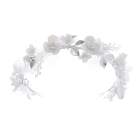 Mode femmes doux résine argile fleur bandeau couronne à la main princesse gaze fleur alliage feuille diadèmes