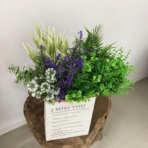 Tropical bricolage panier planteur remplissage décor lavande fleur Bouquet artificiel plastique verdure arbustes lavande fleur plantes - Product Image 6