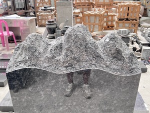 Lápida <span class=keywords><strong>de</strong></span> Granito Gris Acero Estilo Americano con Forma <span class=keywords><strong>de</strong></span> Pico <span class=keywords><strong>de</strong></span> Montaña Natural y Florero - Product Image 4
