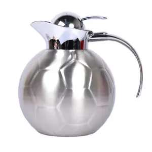 Full steel round vacuum insulation pot Bare body Football pattern water tumbler double wall round coffee tea kettle