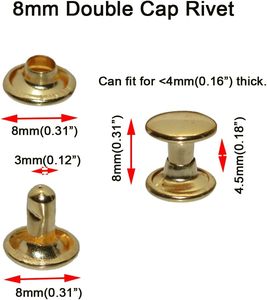 Ensembles de rivets en cuir, rivets à double capuchon, clous métalliques tubulaires, accessoires de réparation et de décoration pour l'artisanat du cuir, vêtements, chaussures, sacs - Product Image 2