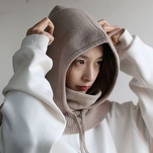 유니섹스 조절 가능한 탄성 발라클라바 캡 따뜻한 링 스카프 비니 모자 여성 남성용 방풍 후드 넥 칼라 니트 모자 보닛 - Product Image 4