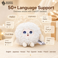 Porte-clés en peluche AI mouton blanc bouclé, yeux bleus étoilés, ChatGPT, clonage vocal 80+ langues, mémoire longue durée, chaîne à perles, cadeau unisexe