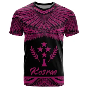 Sublimation Kosrae Polynesian Men's Shirts Factory Direct Sales Kosrae Pride Pink Printing T Shirt For Men Plus Size Clothes