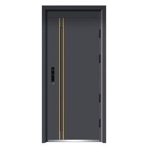 China 6 Panel 6 Lite imprimado superficie de grano blanco entrada exterior puerta de acero con jamba de puerta de madera de pino - Product Image 1