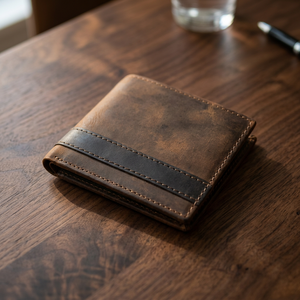Mostly Adorable Men's Genuine Leather Wallet Cotton Lining Money Clip Vintage Style Long Zipper Closure Waterproof Customizable - Product Image 3