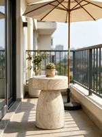 Table d'appoint mobile moderne et minimaliste en forme de phare en MgO sur pieds hauts / Table basse durable pour salon / Coin artistique pour la maison