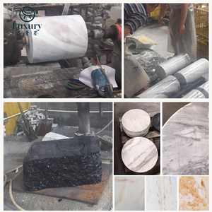 Ngoài trời hình bầu dục travertine đá cẩm thạch bàn ăn đặt hiện đại sang trọng ngoài trời đồ nội thất vườn bàn ăn đặt - Product Image 5