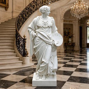 Sculpture personnalisée en marbre « Musée des Arts » – Figurine classique sur mesure avec Gorgone, Égise, Palette et Stylet pour intérieurs de luxe - Product Image 4