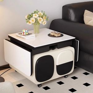 Mesa de centro móvil plegable Panda Cream para sofá, mesa auxiliar, armario de café de almacenamiento multifuncional para el hogar para sala de estar - Product Image 4