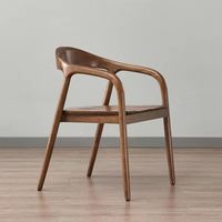 Chaise de salle à manger minimaliste en bois massif avec accoudoirs en placage de noyer, siège en bois de haute qualité pour la maison et la cuisine, vente en gros