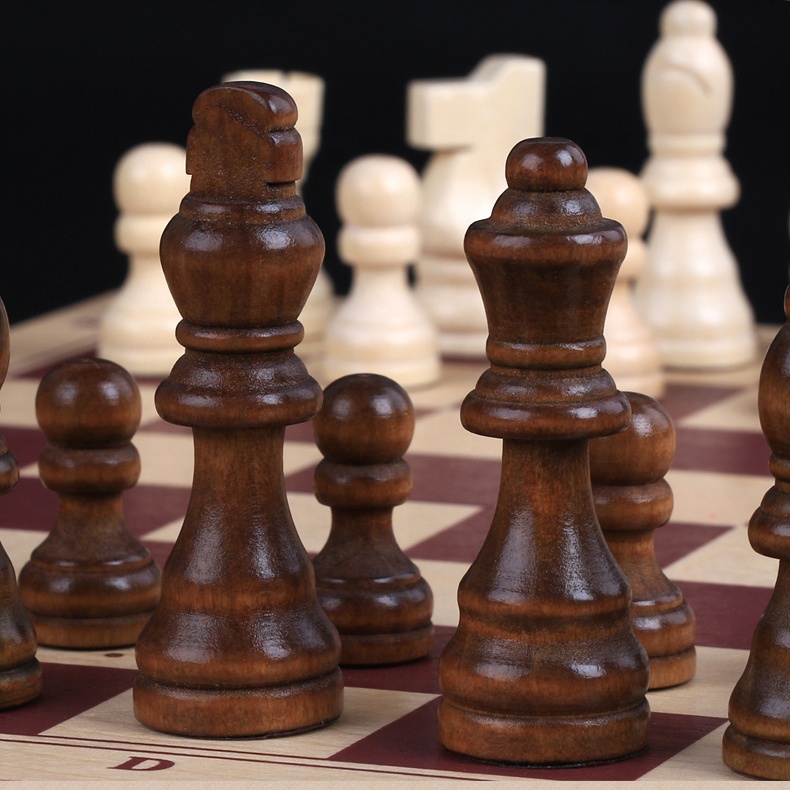 Wooden International Chess Set Folding Jumbo Board Game Indoor Big International Chess Educational Toys 2021