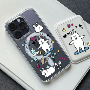 Dessin animé magnétique <span class=keywords><strong>sans</strong></span> <span class=keywords><strong>fil</strong></span> <span class=keywords><strong>charge</strong></span> porte-carte PU cuir support pour téléphone portable Portable Vintage Style accessoire <span class=keywords><strong>de</strong></span> mode - Product Image 5