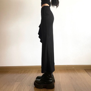 Faldas de mujer, <span class=keywords><strong>falda</strong></span> larga asimétrica de cintura alta elegante de verano, moda informal de Color sólido, pantalones sueltos <span class=keywords><strong>con</strong></span> volantes para mujer - Product Image 3