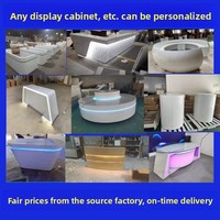 Exhibidor de Estante de Forma Irregular, Mesa de Arena, Mueble Isla, Exhibidor Circular Lacado, Vitrina Iluminada