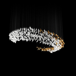 Lustre LED en céramique et fer forgé de forme créative pour hall <span class=keywords><strong>d</strong></span>'hôtel, salle de banquet, bureau de vente, villa, projet duplex, installation sur mesure - Product Image 1