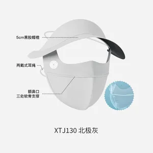 Masque de protection solaire unisexe pour l'été, sports de plein air, conduite, équitation, protection intégrale du visage, anti-ultraviolet, séchage rapide, nylon, soie glacée - Product Image 5