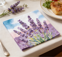 Serviettes en papier jetables sur le thème de la lavande pour fête, décoration de table, serviettes imprimées de fleurs de lavande, fournitures pour fête de mariage