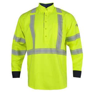 Camisa de Seguridad Reflectante Ignífuga, Mezcla de Acrílico Amarillo, para Mineros y Trabajadores de la Industria Eléctrica, Alta Visibilidad y Protección - Product Image 3