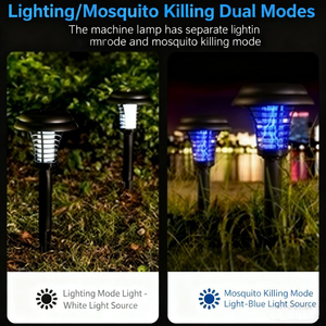 Lampe solaire LED d'extérieur à piquet, étanche IP65, anti-insectes, lumière UV blanche froide, piège à moustiques et mouches pour patio, jardin, été - Product Image 6