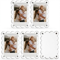 Nirvany 5 Paket Bingkai Foto Akrilik Magnetik untuk Kulkas 2.75x3.9 Inci, Penyangga Foto Berlekuk Transparan, Ukuran Mini Seukuran Dompet