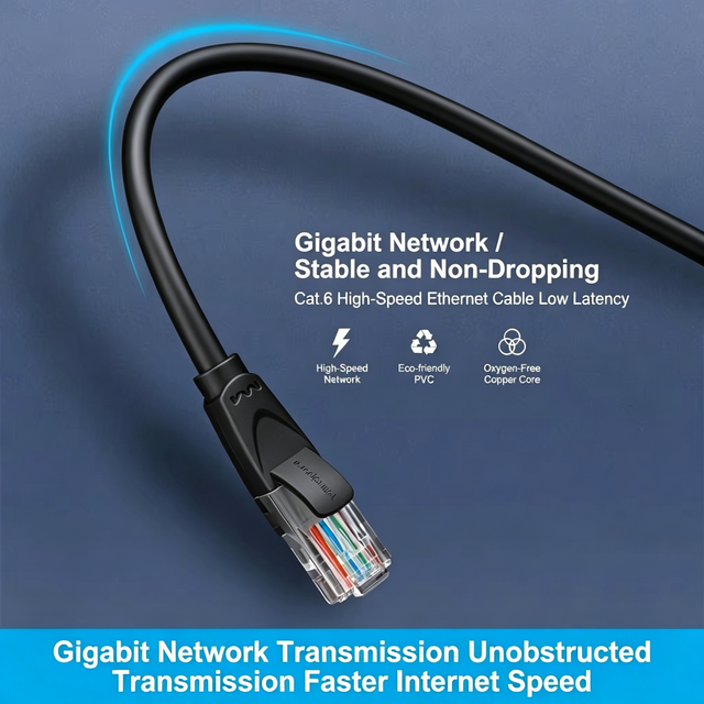 Zero Signal Loss 1000Mbps Cat5E Cat6 RJ45 Patch Cord Steady High Speed Network Connection Cable