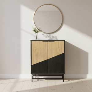 Mueble Moderno de 2 Puertas y 2 Tonos de Color, de Metal y MDF, Resistente, para Sala de Estar, con Estantes Ajustables, Aparador, Alacena, Mueble de Comedor, para Villa - Product Image 3