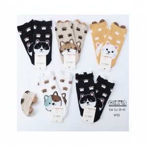 Calcetines de barco de dibujos animados para Mujer, caja de 10 estilos, púas de punto de bambú ligeras de Mujer, estampado de animales transpirable para verano e invierno - Product Image 1