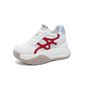 Baskets compensées pour femmes 2026, légères et respirantes en maille, en cuir véritable, confortables, avec semelle épaisse de 9 cm - Product Image 3