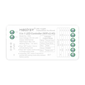 SW5 5 in 1 LEDコントローラー DC12-24V <span class=keywords><strong>2</strong></span>.4G WiFi RFリモートコントローラー - Product Image 1