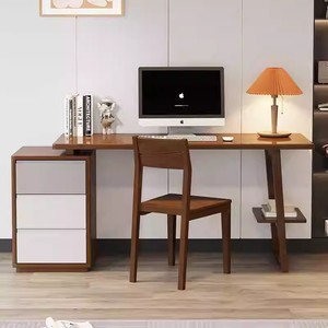 Escritorio nórdico completo de madera maciza para oficinas, mesas de estudio, escritorios de computadora, escritorio de madera, escritorios de oficina en casa y juegos de sillas - Product Image 3