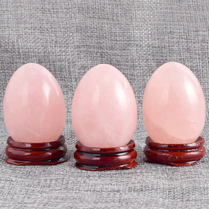 En gros 3 pcs/ensemble sexe jouet oeufs, sculpté de quartz rose naturel yoni oeufs pour l'exercice de kegel - Product Image 1